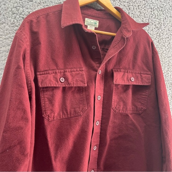 Vintage LL Bean Chamois Cloth Maroon Flannel Shirt Traditional Fit Size L Reg - Picture 2 of 8